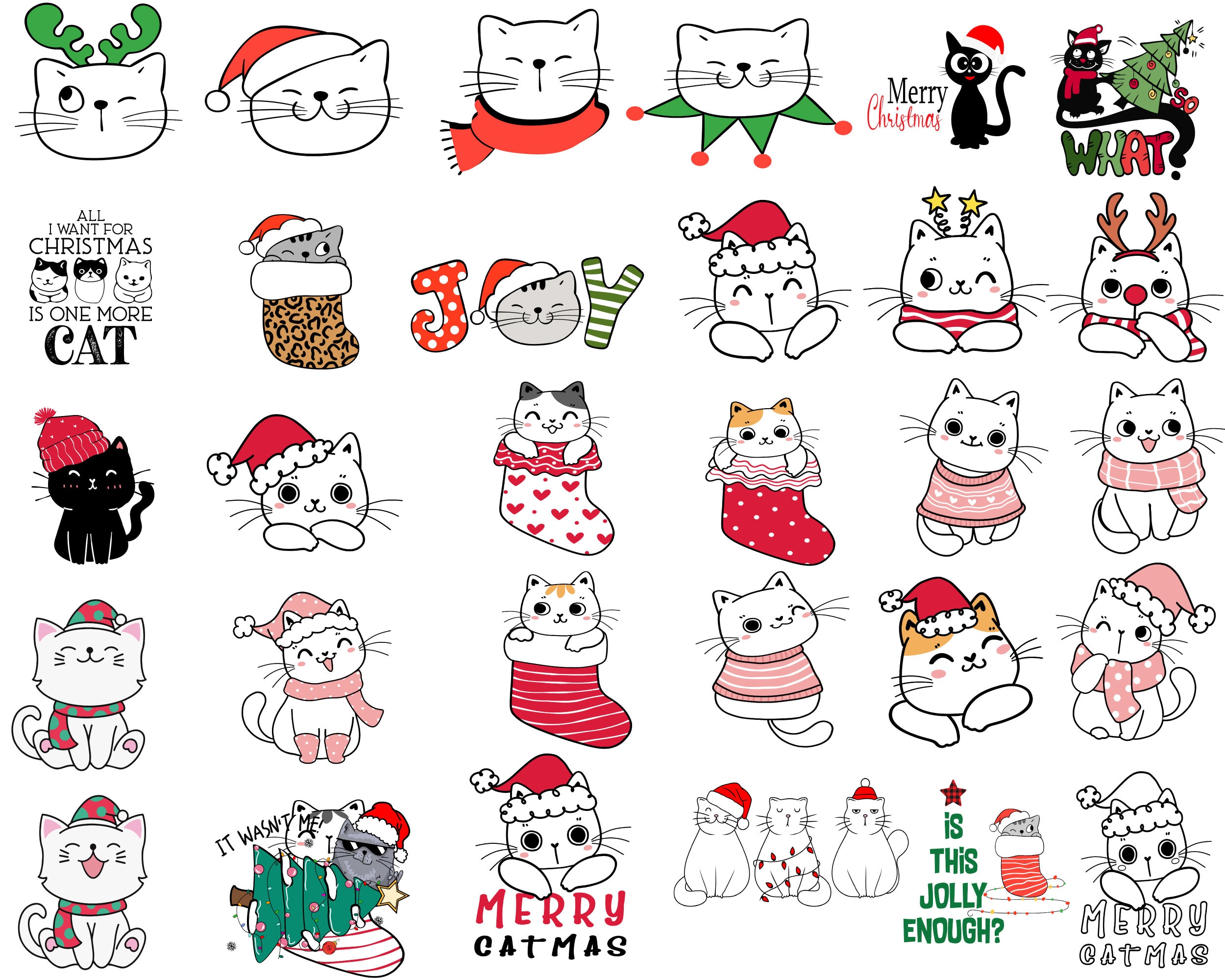 Christmas Cat SVG, Cut Cat SVG, Merry Christmas Cat SVG, Christmas Cat