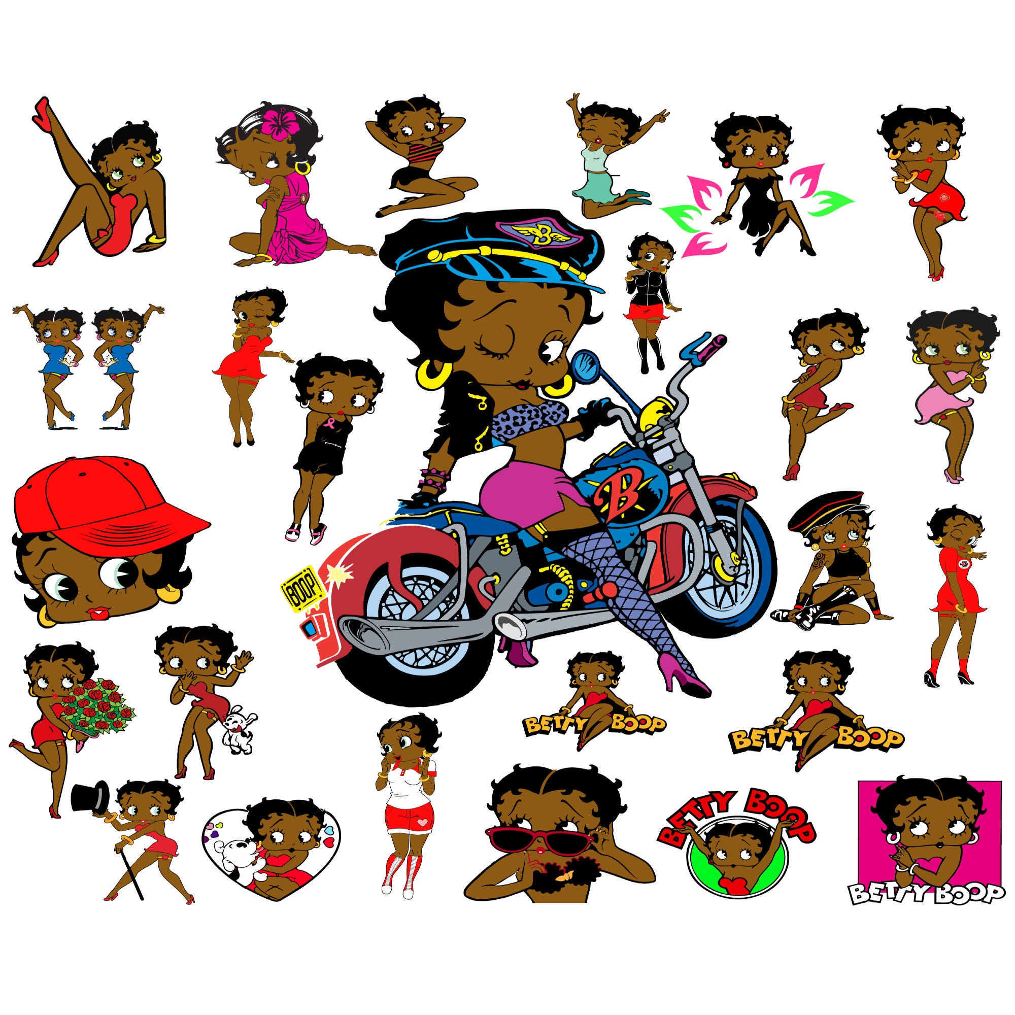 Betty Boop Svg, Betty Boop en capas Svg para Cricut, Archivo de corte de Betty Boop, Clipart de Betty Boop, Corte de vinilo, Archivos PNG de Betty Boop, Manualidades DIY