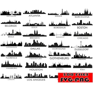 154+ Pacchetto di file Silhouette SVG di punti di riferimento, Silhouette di tutti i punti di riferimento delle grandi città, File SVG di grandi città, Stampabile, Silhouette, File PNG, Clipart,