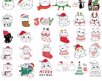 Weihnachtskatze SVG, Cut Cat SVG, frohe Weihnachten Katze SVG, Weihnachtskatze Clipart, Katzen-Svg, Baby-Katzengesicht-Svg, Weihnachtssvg-Bundle, Katze Png