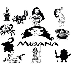 Moana Svg Bundle, Moana Svg Files For Cricut, Baby Moana Png, Princess Svg For Shirt, Cut Files, Moana Clipart