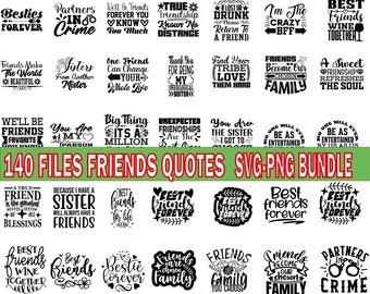 Mejores amigos SVG PNG – Cita de amistad, descarga digital – Diseño de Cricut y sublimación, paquete SVG de amistad – Clipart de mejores amigos