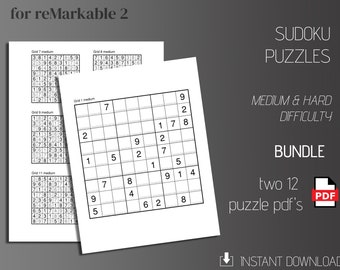 reMarkable 2 Puzzle Template | Sudoku | Digital PDF | Digital Download