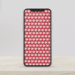 Red and Cream Cute Daisy Flower Wallpaper for iPhone, Instant Digital Download, Minimalist Neutral Background for Home Screen, Lock Screen