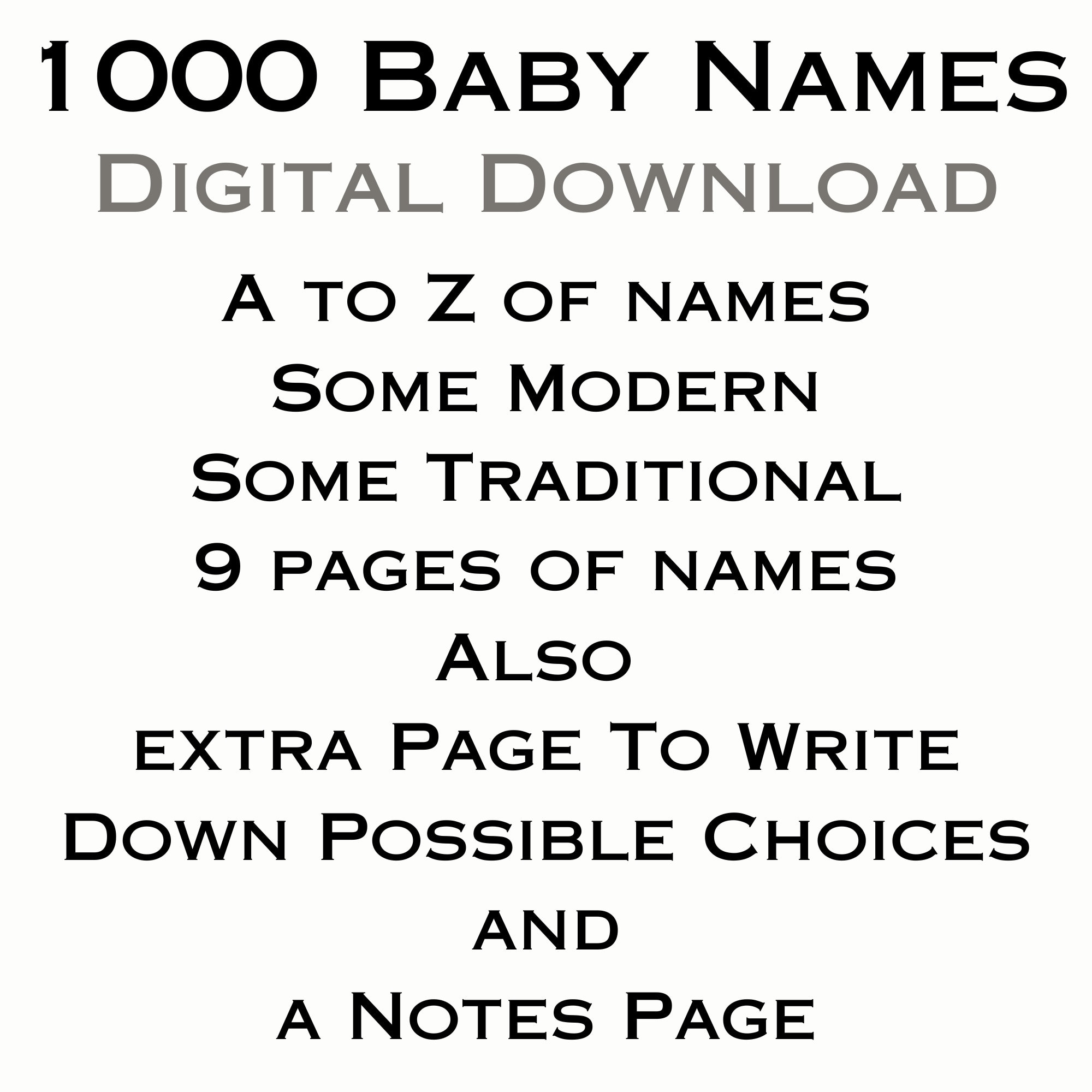 PRINTABLE List of Over 1000 Baby Names for Boys, A to Z Name Ideas for