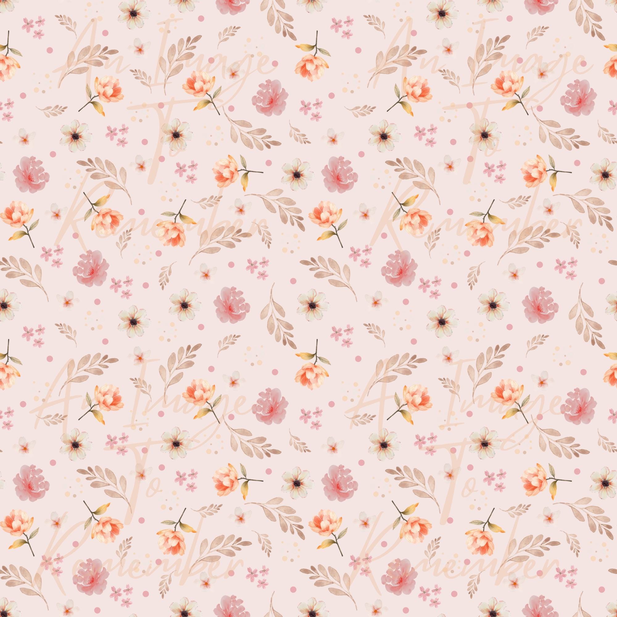 Ditsy Watercolor Floral Seamless Pattern on Pink Background With Peach ...