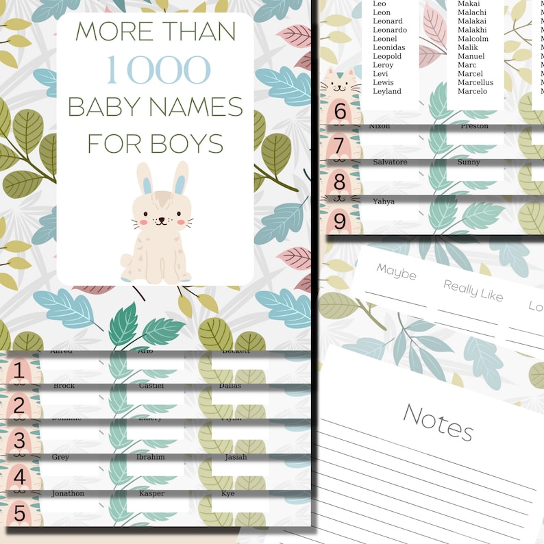 PRINTABLE List of Over 1000 Baby Names for Boys, A to Z Name Ideas for ...