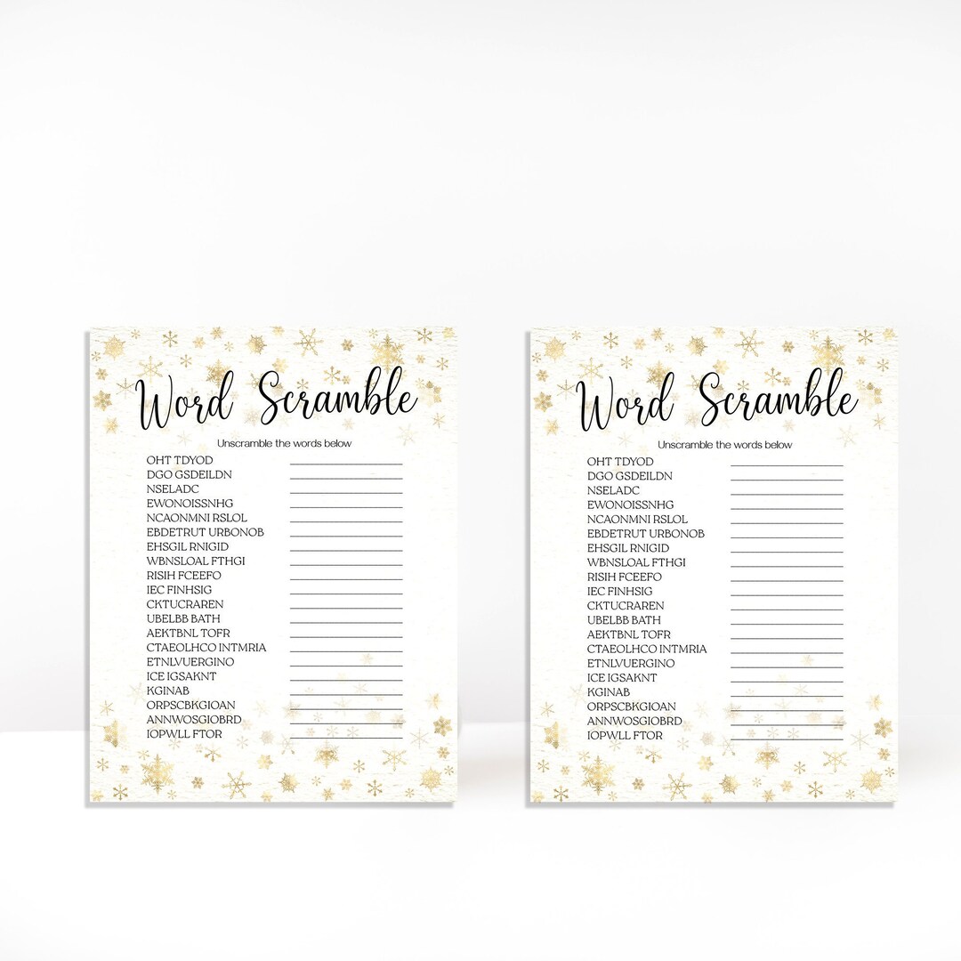 Winter Games Word Scramble Gold Printable Game New Years Etsy