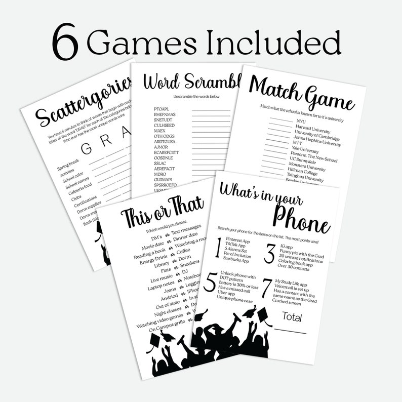 Graduation Games Bundle Instant Download Graduation Party Graduation Graduation Games Bundle Instant Download Graduation Party Graduation