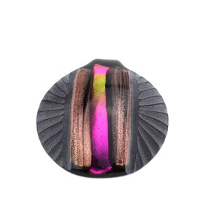 Murano Glass Round Pendant Magenta Black Battuti
