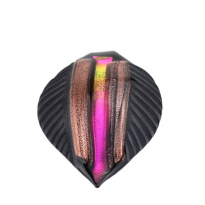 Murano Glass Foglia Pendant Magenta Black Battuti
