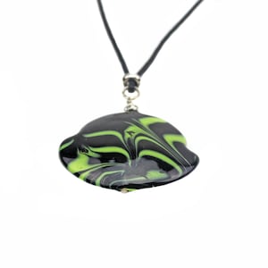Murano Glass Francesca Pendant Necklace Green Black