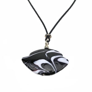 Murano Glass Francesca Pendant Necklace White Black