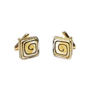 Murano Glass Spiral Cuff Links Black Gold