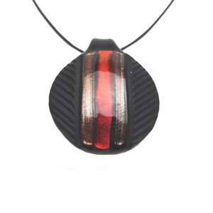 Murano Glass Round Pendant Necklace Red Aventurine