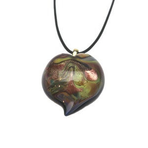 Murano Glass Heart Pendant Necklace Calcedonia