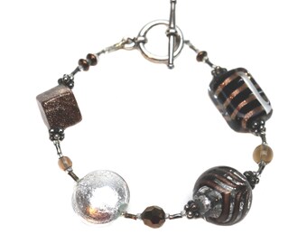 Murano Glass Fenicio Bracelet Black Silver