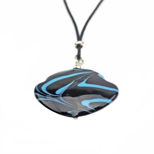 Murano Glass Francesca Pendant Necklace Blue Black