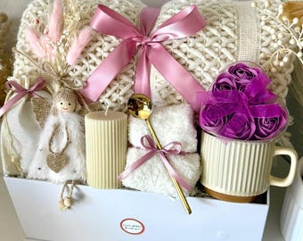 Thinking of You Gift, Birthday Gift Box for Wife, Unique Hygge Gift Self Care Basket, Hug in a Box, I love you Gift Idea