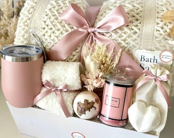 Gift Basket for Women, Gifts for Her, Spa Gift, Self Care Gift Box, Sending a Hug, Gift Box for Mom, Hygge Gift with Blanket