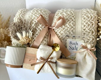 Hug In A Box, Encouragement Gift, Mom Gift Set, Hygee Gift Box, Thinking Of You Box, Cozy Care Package, Self Care Basket, Blanket Gift Box