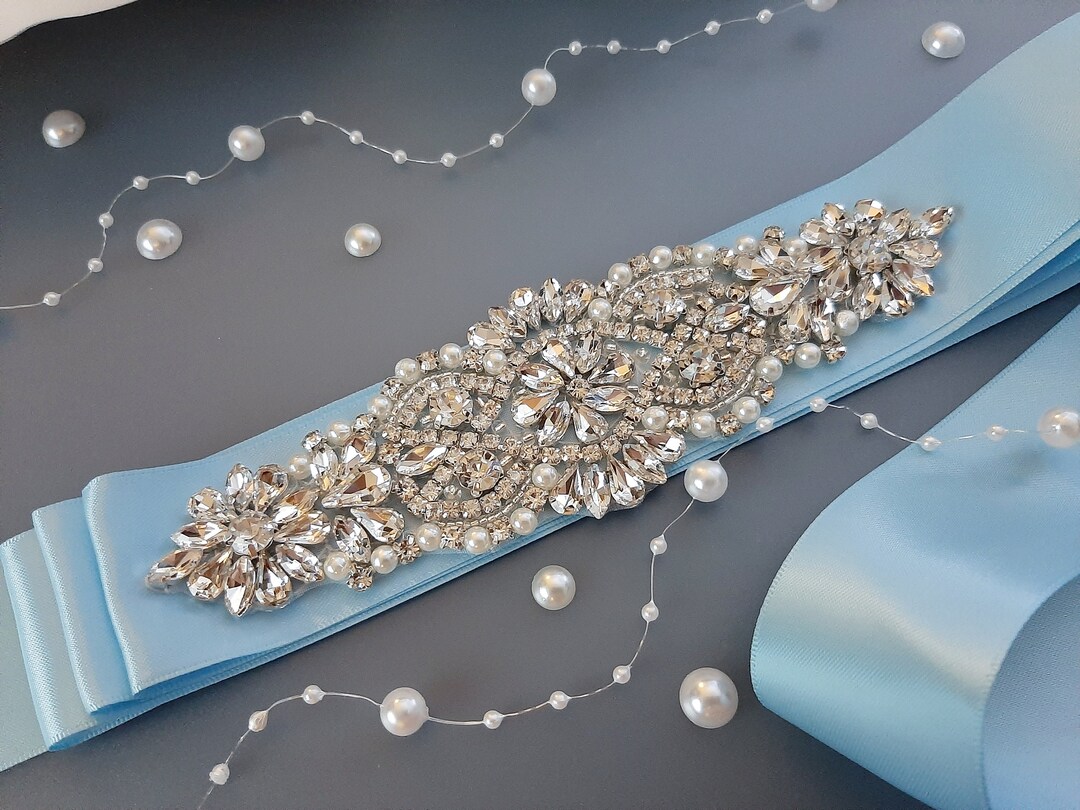 Wedding Dress Belt Light Blue Wedding Belt Bridal Belt Etsy