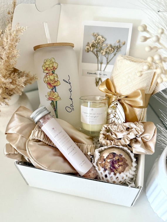 Birthday Flower Gift Box Custom Glass Cup Box for Friend Personalized Gift Her Birth Flower Gift Best Friend Gift Birthday February Flower