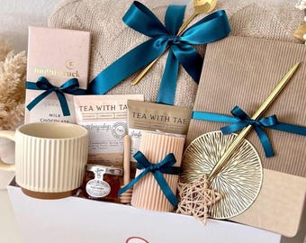 Self Care Gift Box, Sending Hugs Care Package For Him Her, Gift Basket Women Men Tea Chocolate Candle Blanket Cup Mug Get Well Soon Gift Box