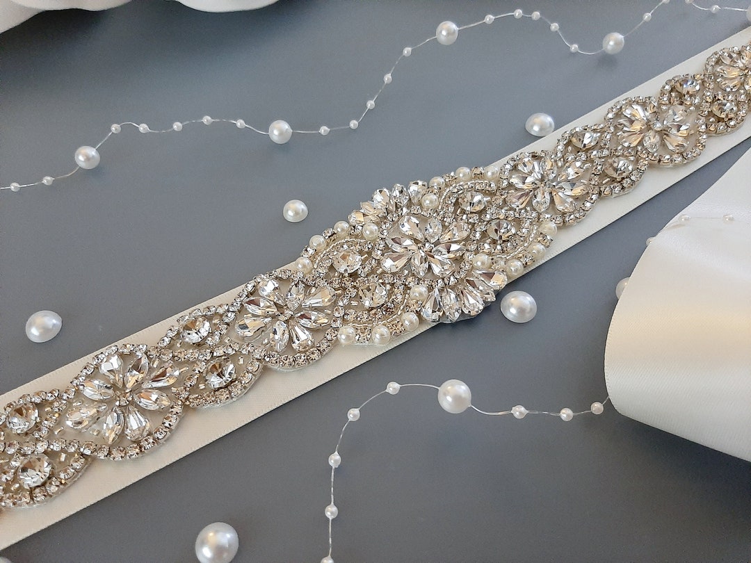 Ivory Bridal Belt, Beige Wedding Dress Belt, Rhinestone Belt, Belt for ...
