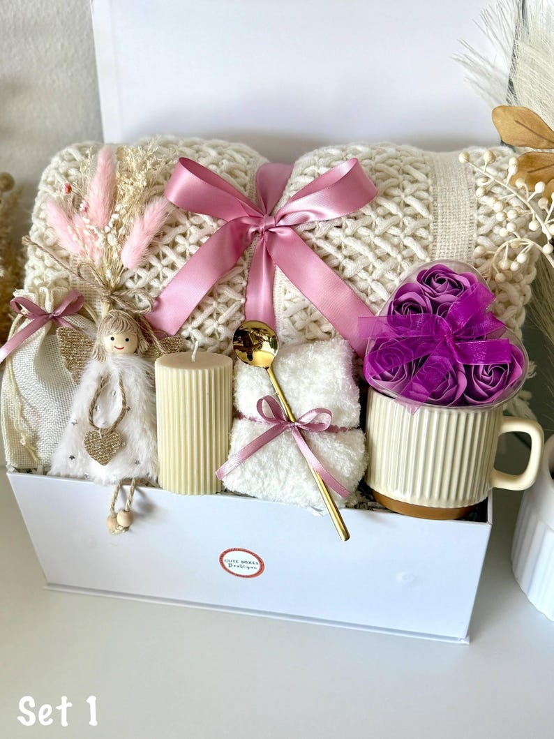 Self Care Gift Box, Thank You Hygge Gift Basket for Her, Hug in a Box Birthday Gifts Mom Sister Women Girlfriend Granny Coworker Best Friend Set 1