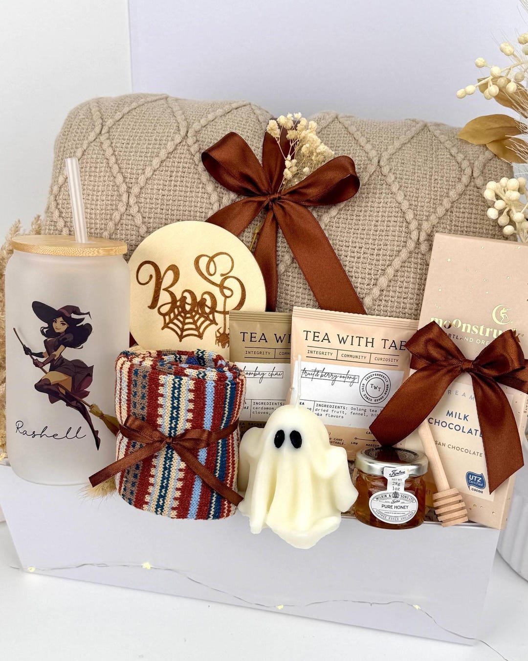 Cozy Halloween Gift Box, Boo Basket With Blanket, Fall Comfort Gift ...