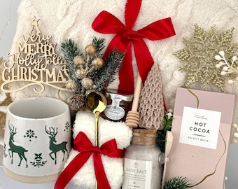 Christmas Gift for Her, Christmas Self Care Package, Unique Warm and Cozy Gifts, Gift Basket for Mom Sister Best Friend Coworker Women Lady