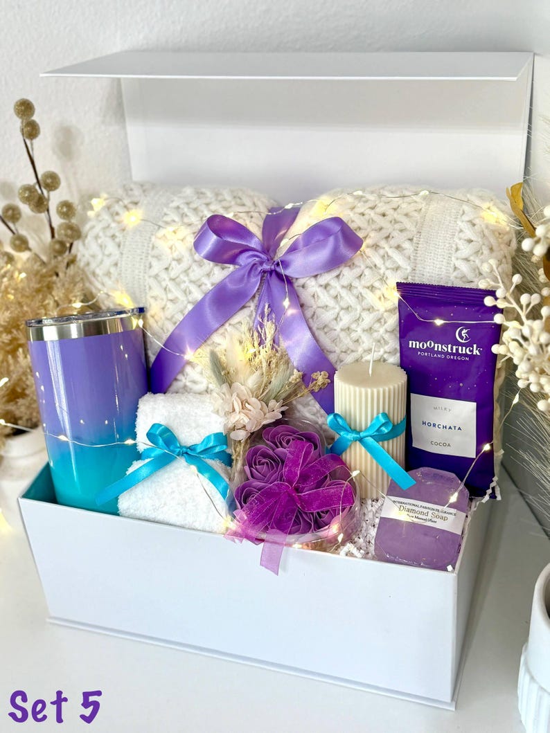 Self Care Gift Box, Thank You Hygge Gift Basket for Her, Hug in a Box Birthday Gifts Mom Sister Women Girlfriend Granny Coworker Best Friend Set 5