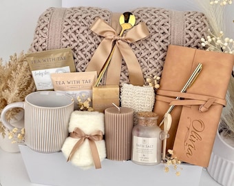 Birthday Gift Box for Her, Personalized Birthday Gift Basket Set for Mom Best Friend Sister Women Hug in a Box Happy Birthday Hygge Gift Box