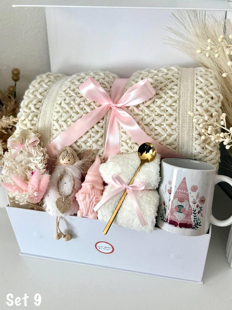 Self Care Gift Box, Thank You Hygge Gift Basket for Her, Hug in a Box Birthday Gifts Mom Sister Women Girlfriend Granny Coworker Best Friend Set 9
