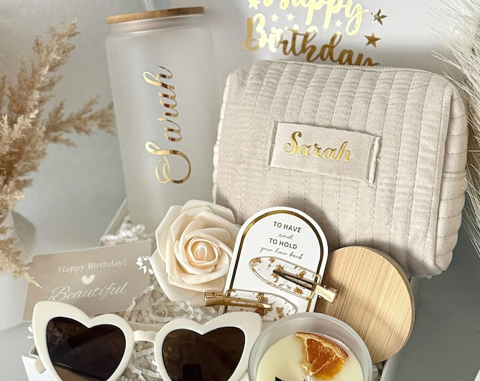 Featured listing image: Luxury Birthday Gift Box for Her, Personalized Birthday Gift Set, Unique Custom Gift for Best Friend Mom Sister Women Co-worker Boss Lady