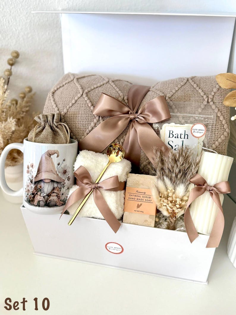 Self Care Gift Box, Thank You Hygge Gift Basket for Her, Hug in a Box Birthday Gifts Mom Sister Women Girlfriend Granny Coworker Best Friend Set 10