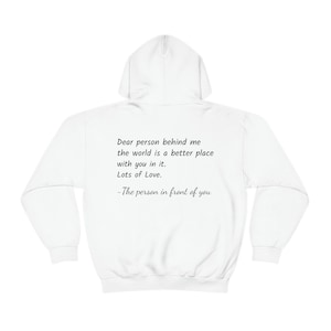 Dear person behind me Sweatshirt, Positive Hoodie, Person behind me hoodie, Printed hoodie, Aesthetic be kind hoodie, Mental health