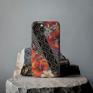 Fiji Print - Slim Phone Cases, Case-Mate - Fiji Island Hibuscus Flower Tribal design