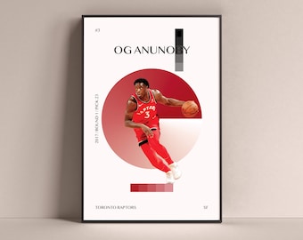 OG Anunoby Poster, Toronto Raptors Art Print Minimalist Basketball Wall Decor For Home Living Kids Game Room Gym Bar Man Cave
