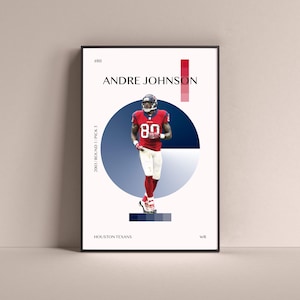 Andre Johnson Poster, Houston Texans Art Print Minimalist Football Wall Decor For Home Living Kids Game Room Gym Bar Man Cave