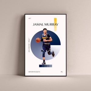 Jamal Murray Poster, Denver Nuggets Kunstdruck Minimalistische Basketball Wanddeko für Zuhause Wohnen Kinder Spielzimmer Gym Bar Mann Höhle