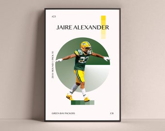 Jaire Alexander Poster, Green Bay Packers Art Print Minimalist Football Wall Decor For Home Living Kids Game Room Gym Bar Man Cave