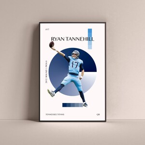 Ryan Tannehill Poster, Tennessee Titans Art Print Minimalist Football Wall Decor For Home Living Kids Game Room Gym Bar Man Cave