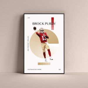 Cartel de Brock Purdy, impresión de arte de los 49ers de San Francisco, decoración minimalista de la pared de fútbol para la vida en el hogar, sala de juegos para niños, gimnasio, bar, cueva del hombre