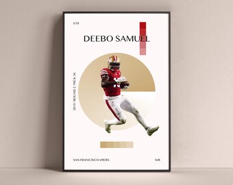 Deebo Samuel Poster, San Francisco 49ers Art Print Minimalist Football Wall Decor For Home Living Kids Game Room Gym Bar Man Cave