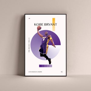 Kobe Bryant Poster, Los Angeles Lakers Art Print Minimalist Basketball Wall Decor For Home Living Kids Game Room Gym Bar Man Cave