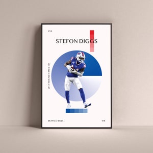 Stefon Diggs Poster, Buffalo Bills Art Print Minimalist Football Wall Decor For Home Living Kids Game Room Gym Bar Man Cave