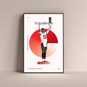 Tom Brady Poster, Tampa Bay Buccaneers Art Print Minimalist Football Wall Decor For Home Living Kids Game Room Gym Bar Man Cave