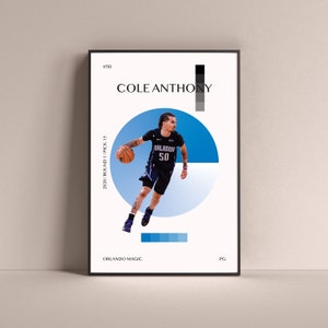 Cole Anthony Poster, Orlando Magic Art Print Minimalist Basketball Wall Decor For Home Living Kids Game Room Gym Bar Man Cave